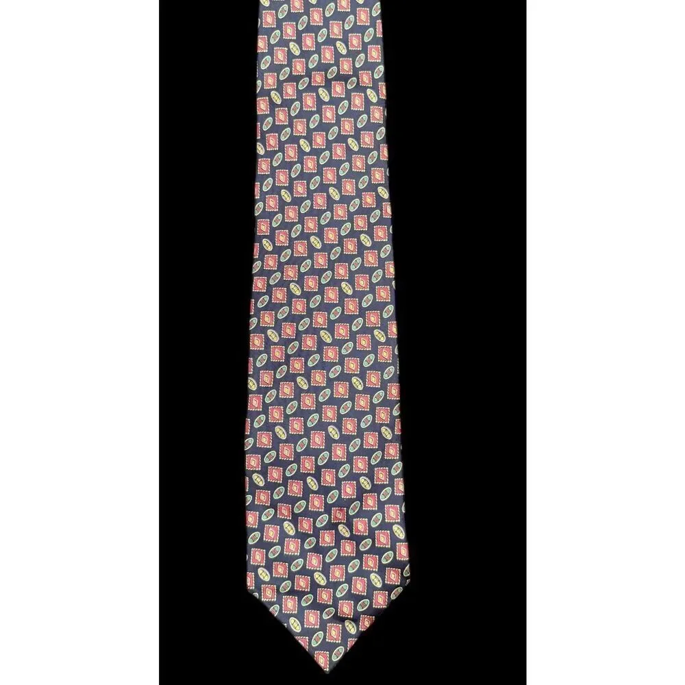 Tino Cosma Vintage 100% Silk Necktie Geometric Design Italy Vintage Retro